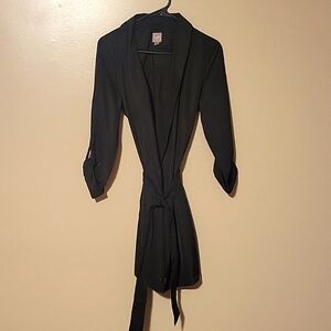 J. Jill Black Linen Tie Waist Draped Front Lightweight Jacket Women‎ Size Medium